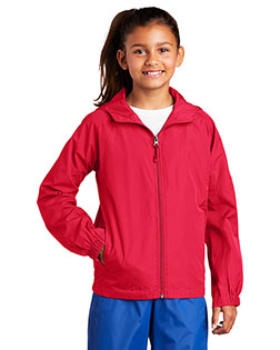 Sport-Tek® YST73 Girls Hooded Raglan Jacket at GotApparel