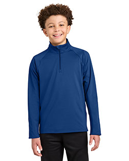 Sport-Tek YST850 ® Youth Sport-Wick ® Stretch 1/4-Zip Pullover at GotApparel