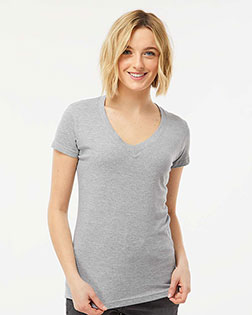 Tultex 214 Women 's Slim Fit Fine Jersey V-Neck T-Shirt at GotApparel
