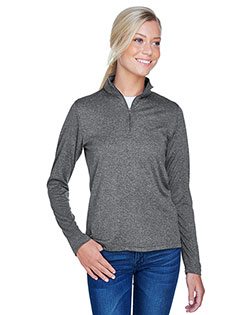 Ultraclub 8618W Women Cool & Dry Heathered Performance Quarter-Zip at GotApparel