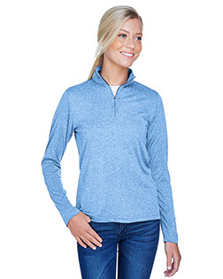 Ultraclub 8618W Women Cool & Dry Heathered Performance Quarter-Zip at GotApparel