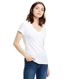 US Blanks US120 Women Made in USA Short-Sleeve V-Neck T-Shirt at GotApparel