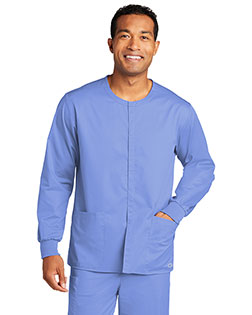 Custom Embroidered Wonderwink® Unisex Workflex™ Snap-Front Scrub Jacket WW3080 at GotApparel