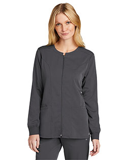 Custom Embroidered Wonderwink® Women's Premiere Flex™ Full-Zip Scrub Jacket WW4088 at GotApparel