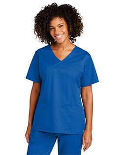 Custom Embroidered Wonderwink® Women's Workflex™ Mock Wrap Top WW4760 at GotApparel