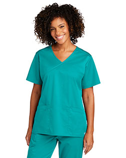 Custom Embroidered Wonderwink® Women's Workflex™ Mock Wrap Top WW4760 at GotApparel