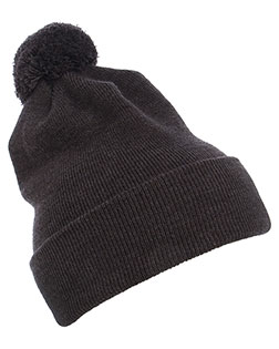 Yupoong 1501P Cuffed Knit Beanie with Pom Pom Hat at GotApparel