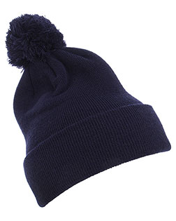 Yupoong 1501P Cuffed Knit Beanie with Pom Pom Hat at GotApparel